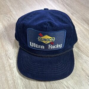 VTG Sunoco Racing Snapback Hat NASCAR Amapro Corduroy Blue Rope Cap